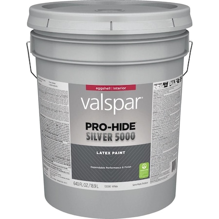 Valspar Pro-Hide Silver 5000 Latex Eggshell Interior Wall Paint, White Base, 5 Gal. 028.0072000.008